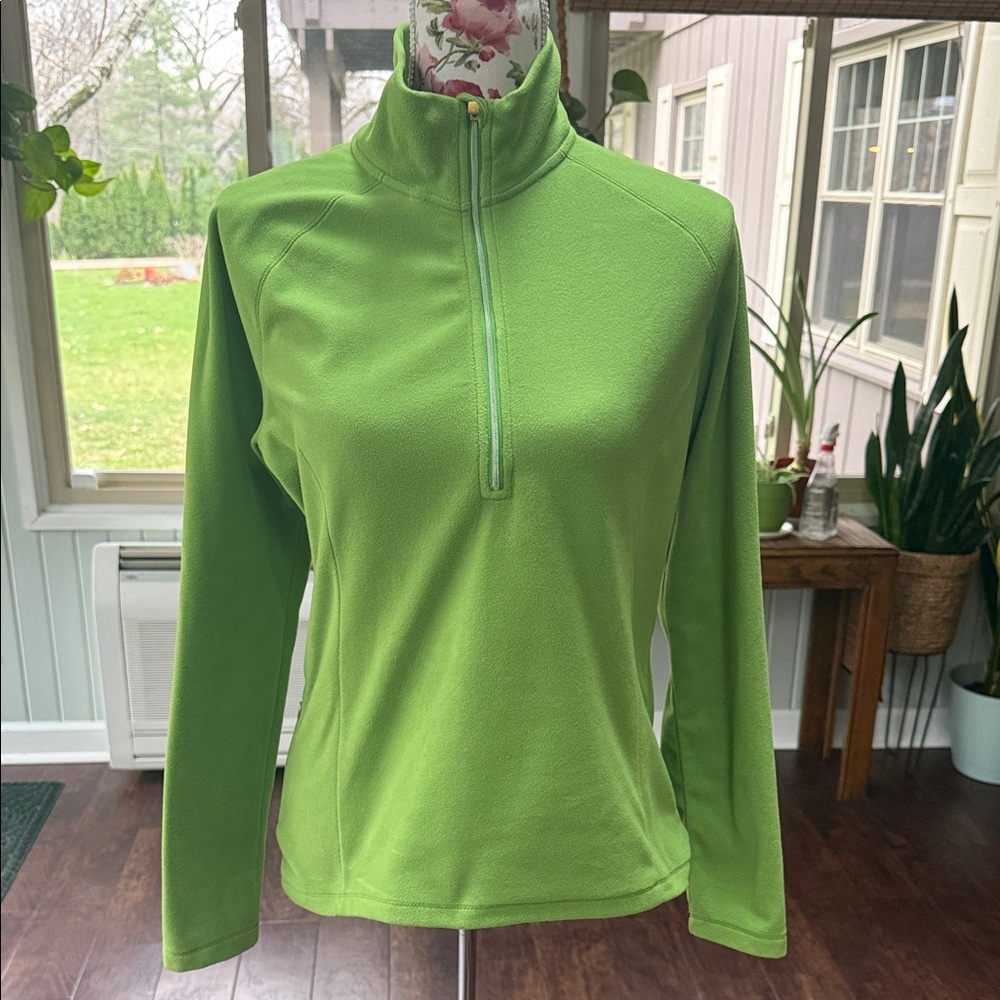 Lucy Lightweight Lime Green Quarter-Zip Fleece Pullover